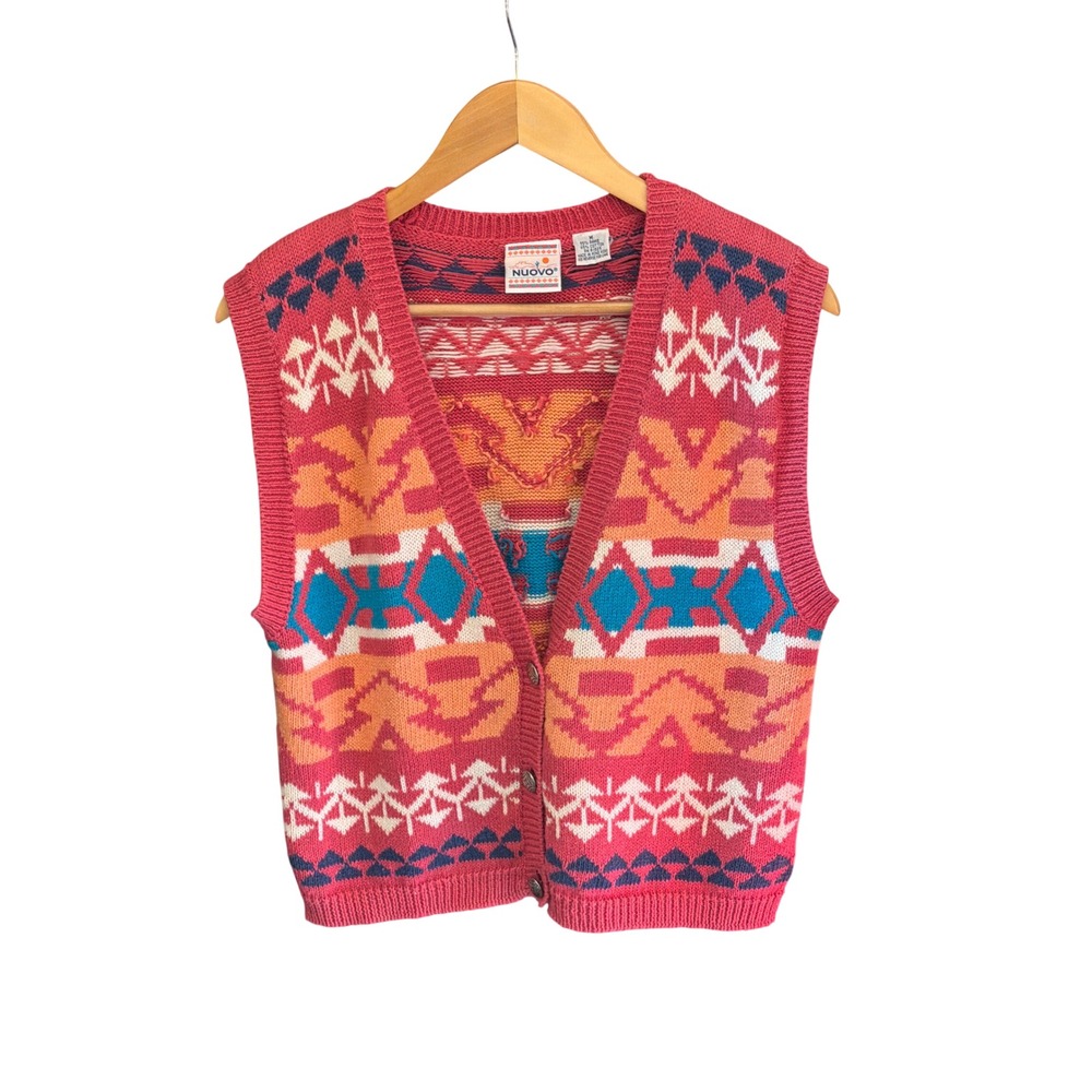Vintage Nuovo Sweater Vest Southwestern Boho Tribal Eclectic Desert Festival